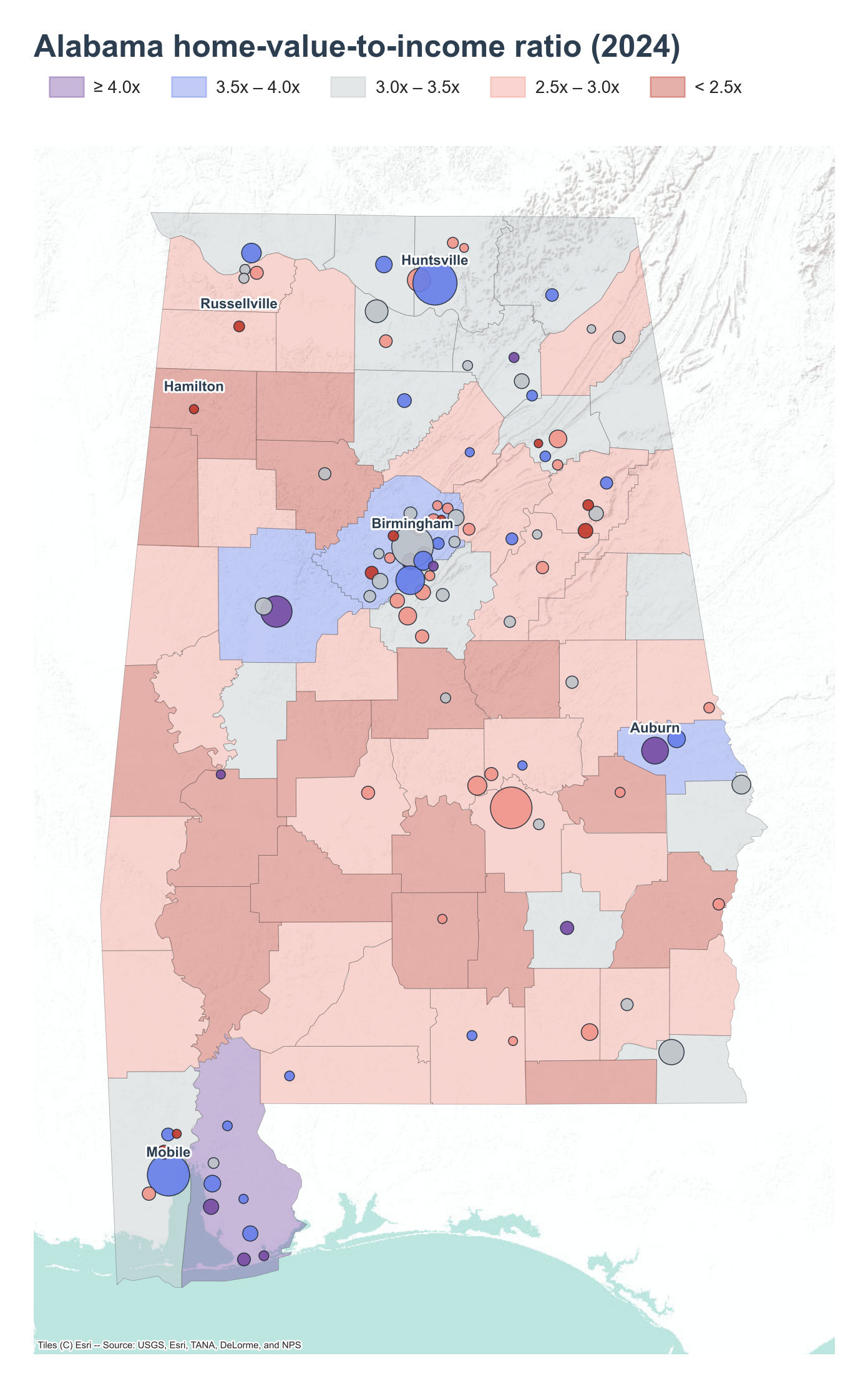 County choropleth with place markers