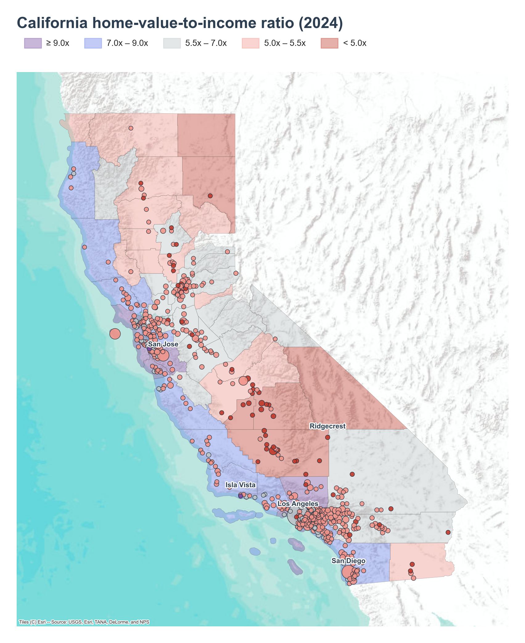 County choropleth with place markers