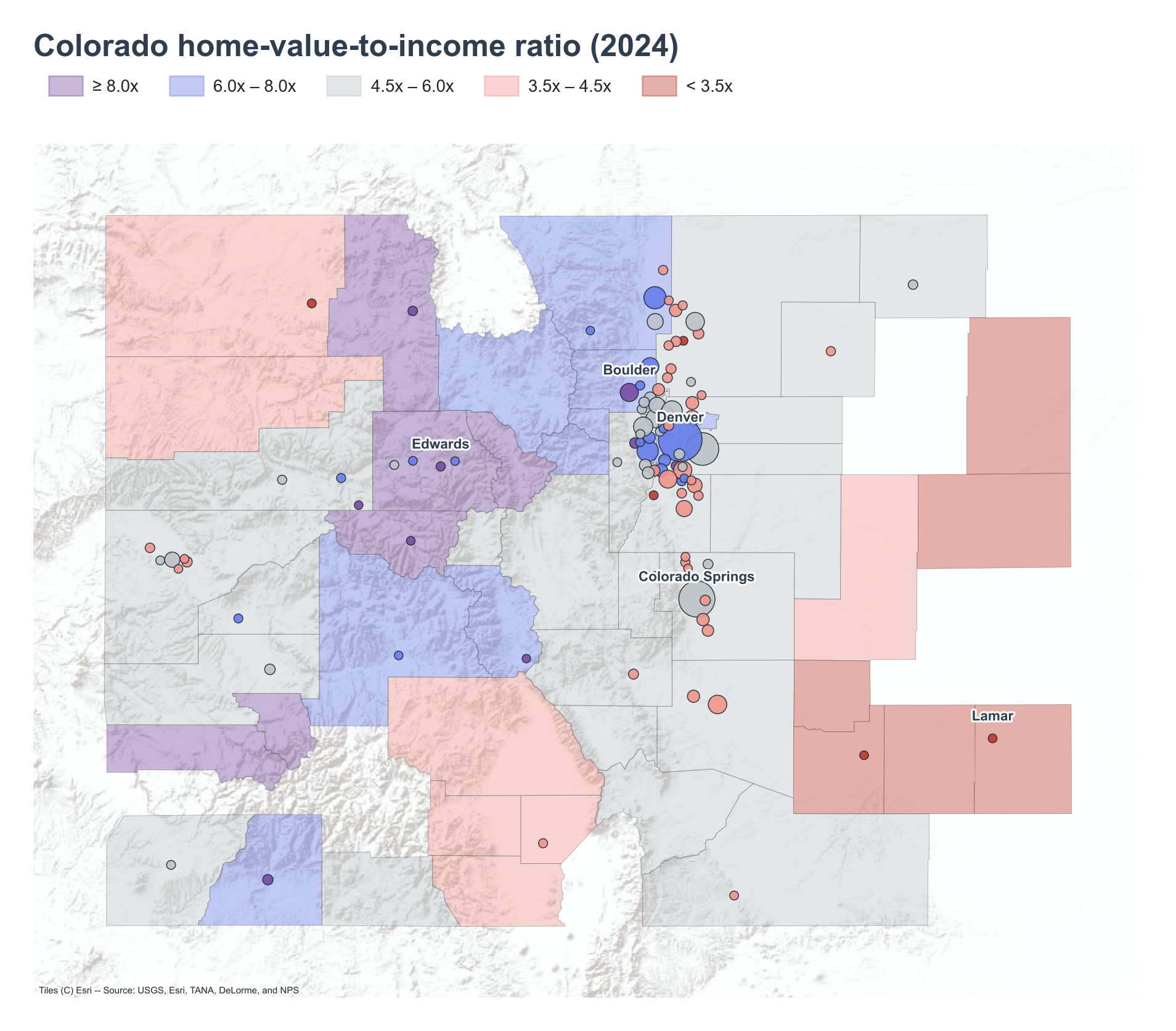 County choropleth with place markers