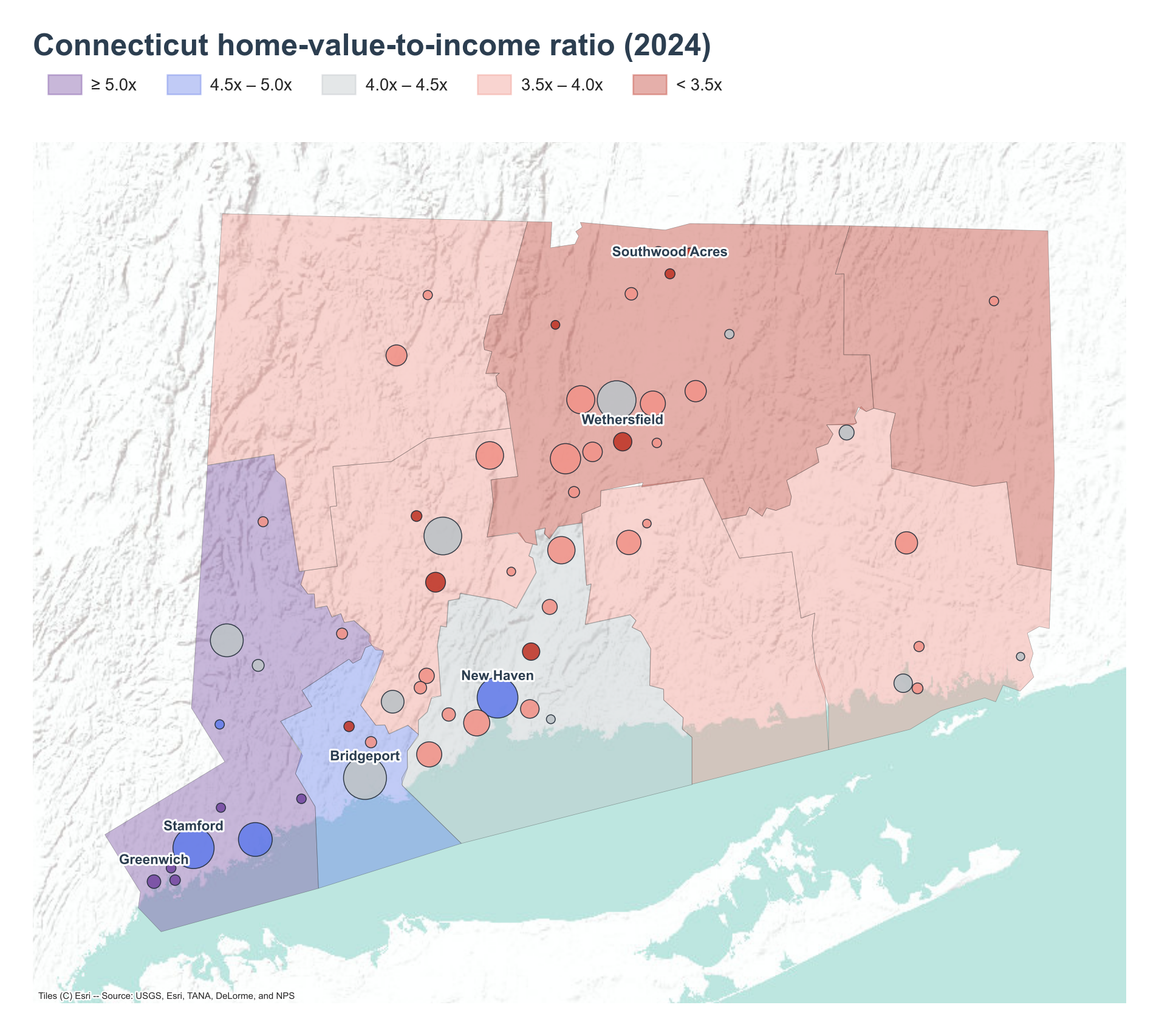 County choropleth with place markers