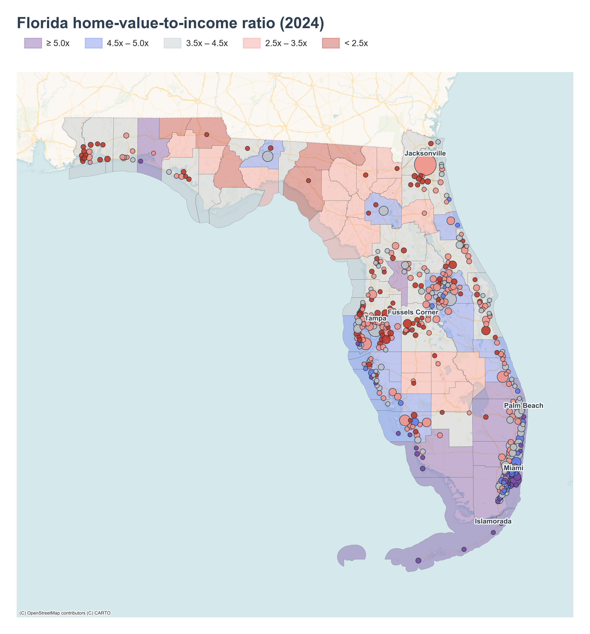 County choropleth with place markers