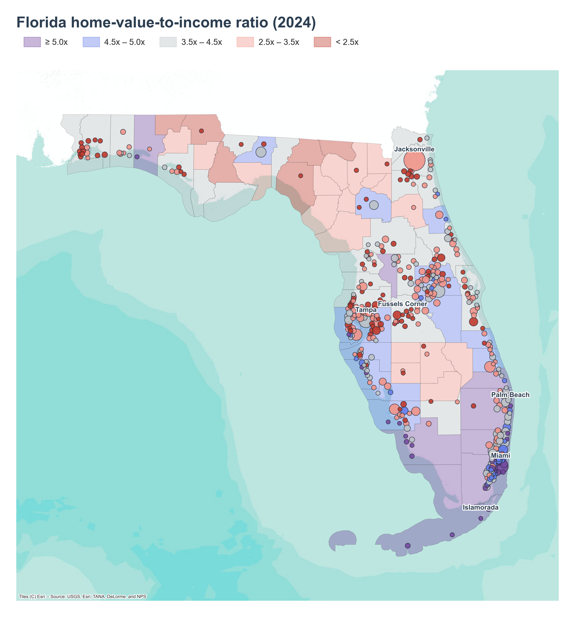 County choropleth with place markers