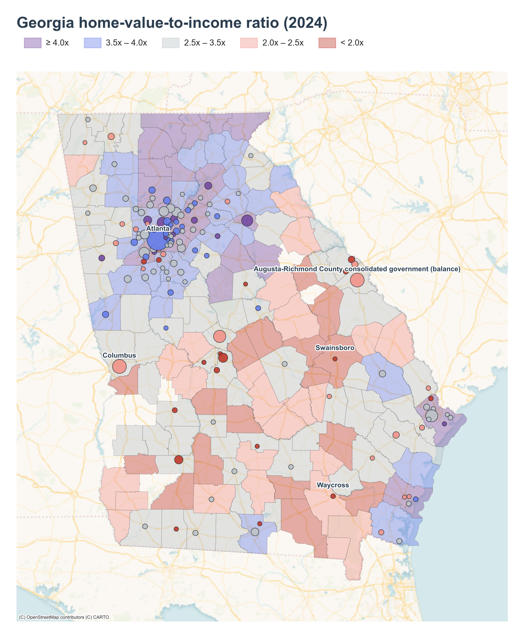 County choropleth with place markers
