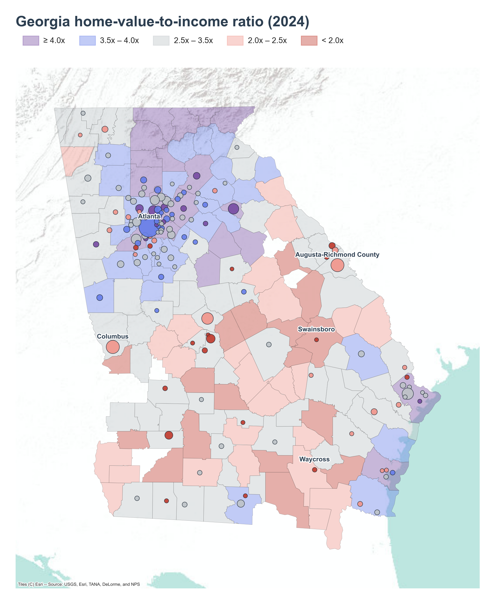 County choropleth with place markers
