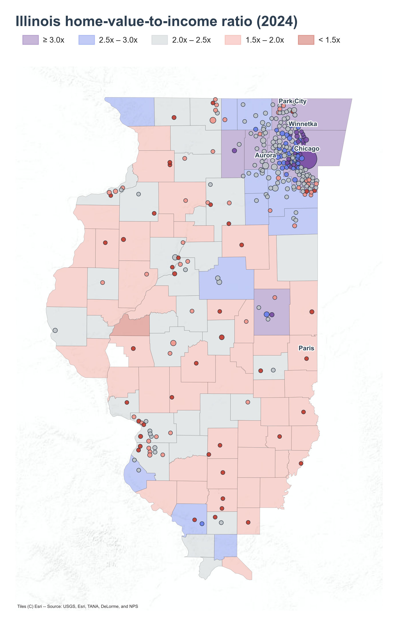 County choropleth with place markers