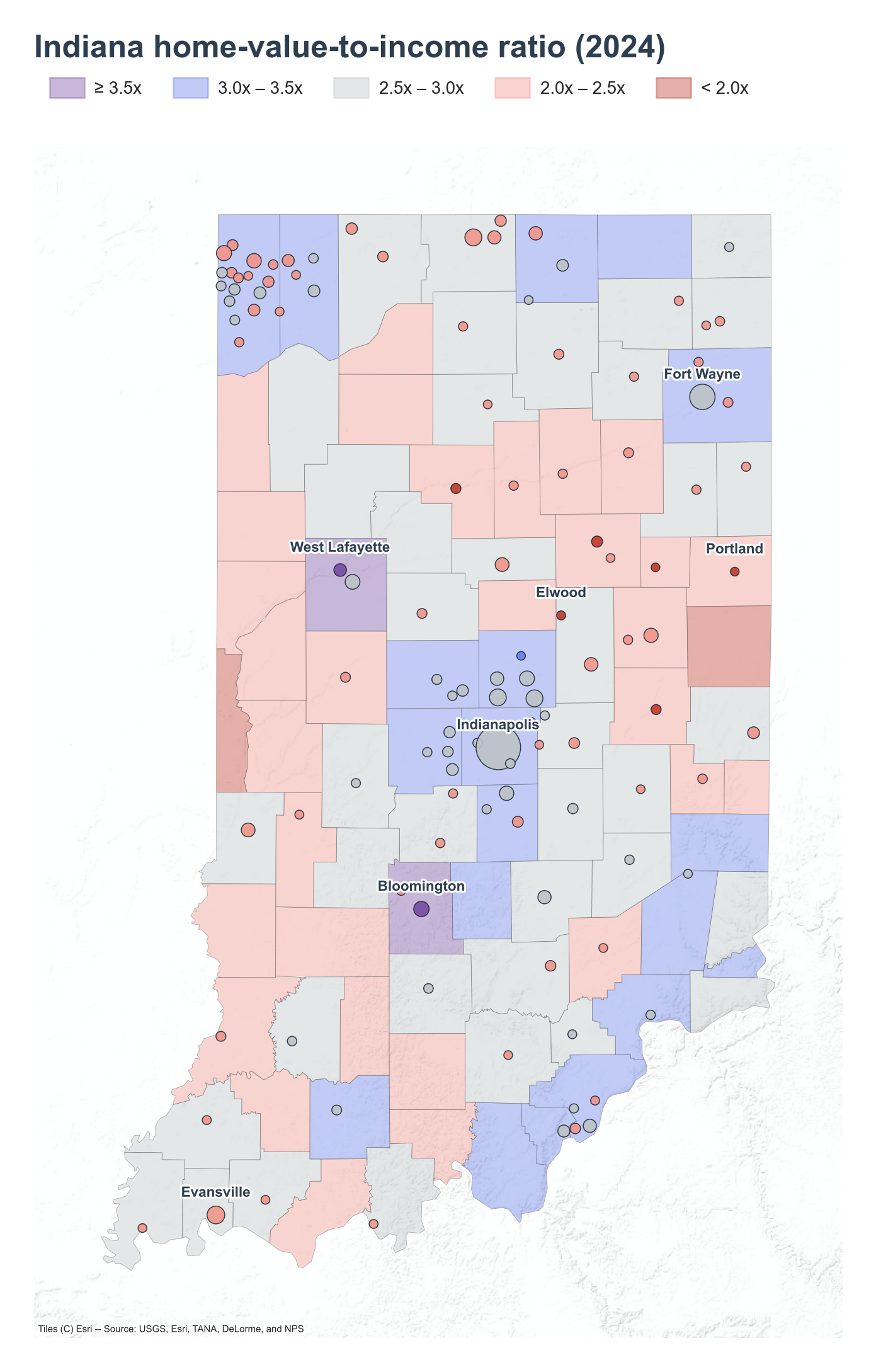 County choropleth with place markers