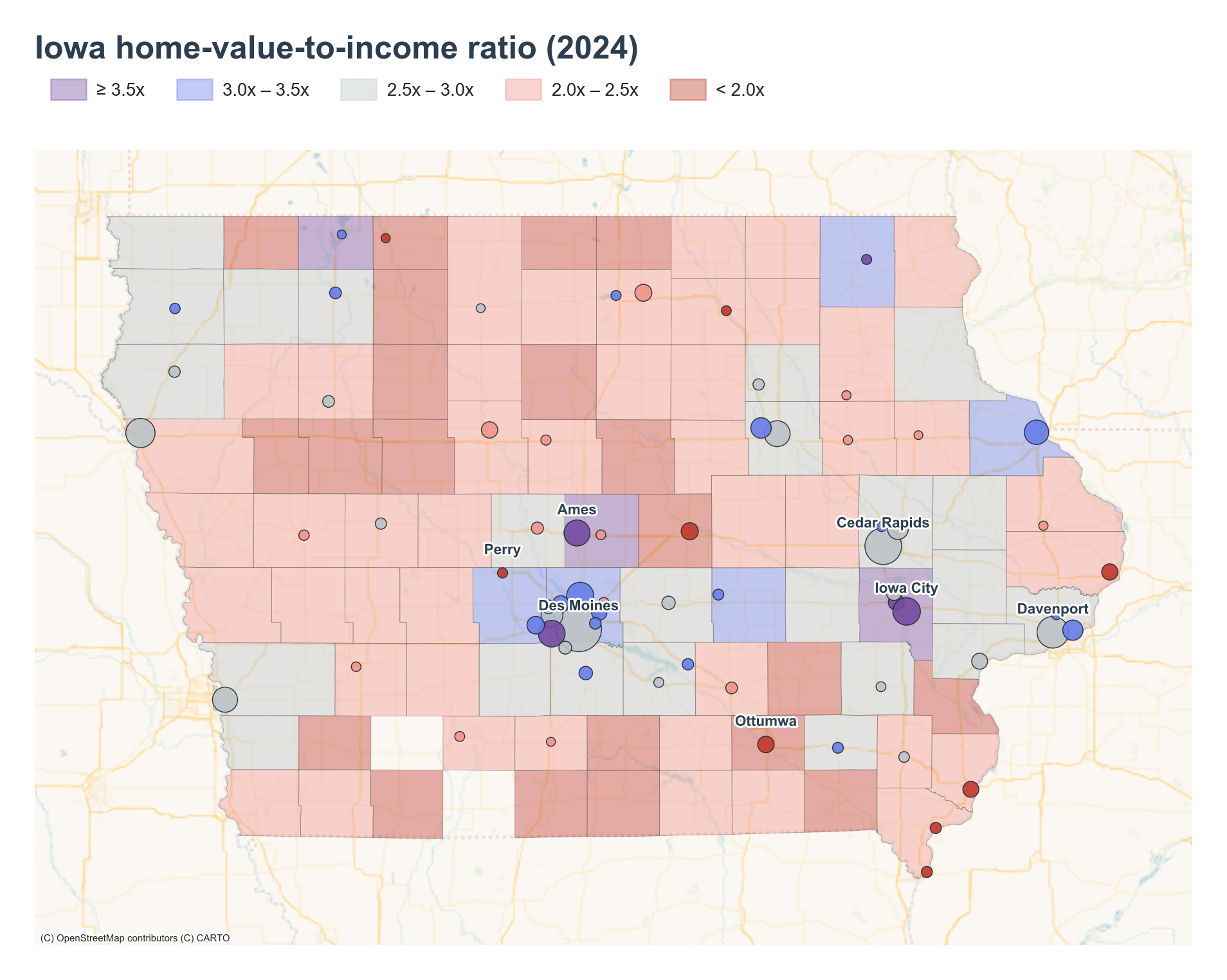 County choropleth with place markers