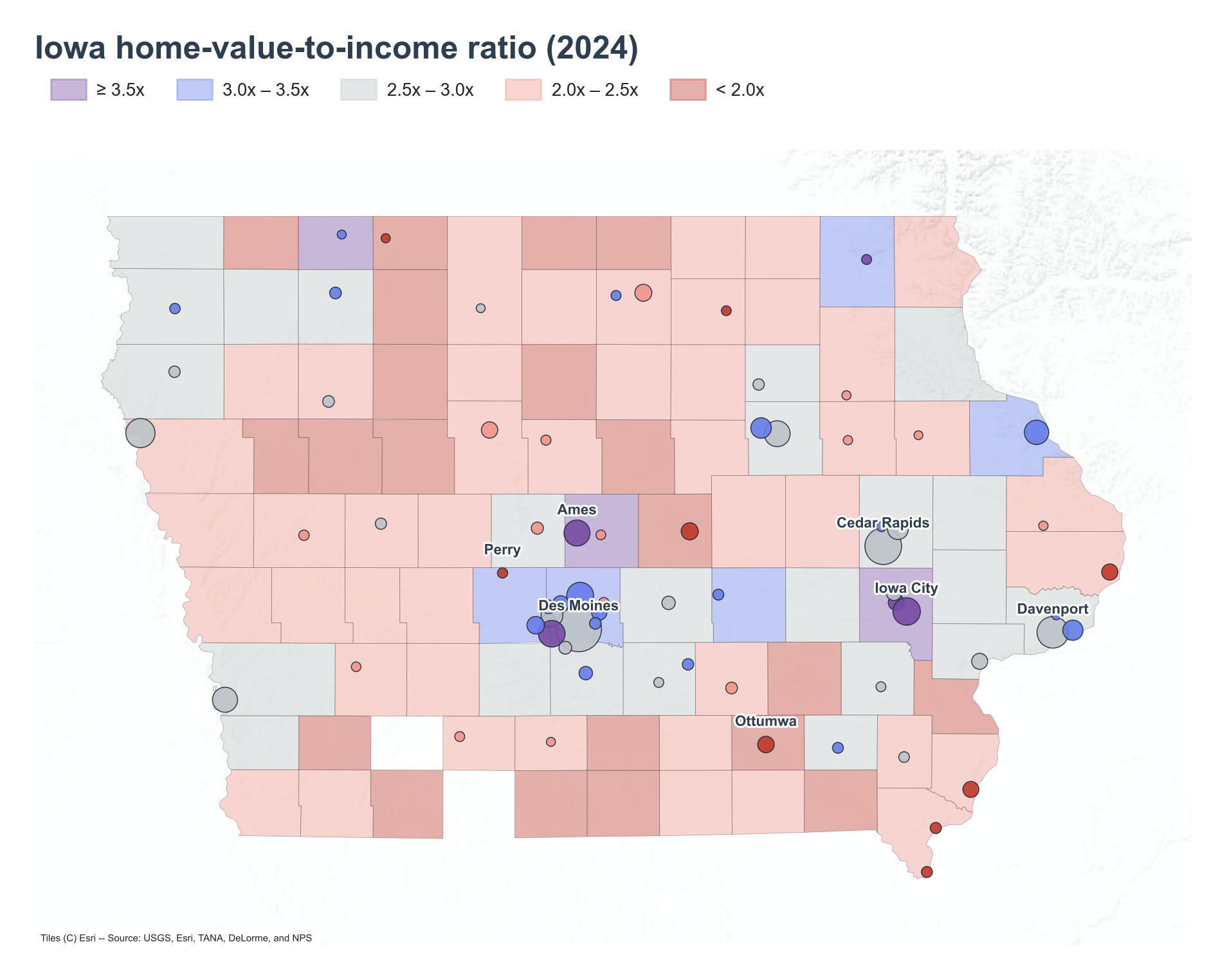 County choropleth with place markers