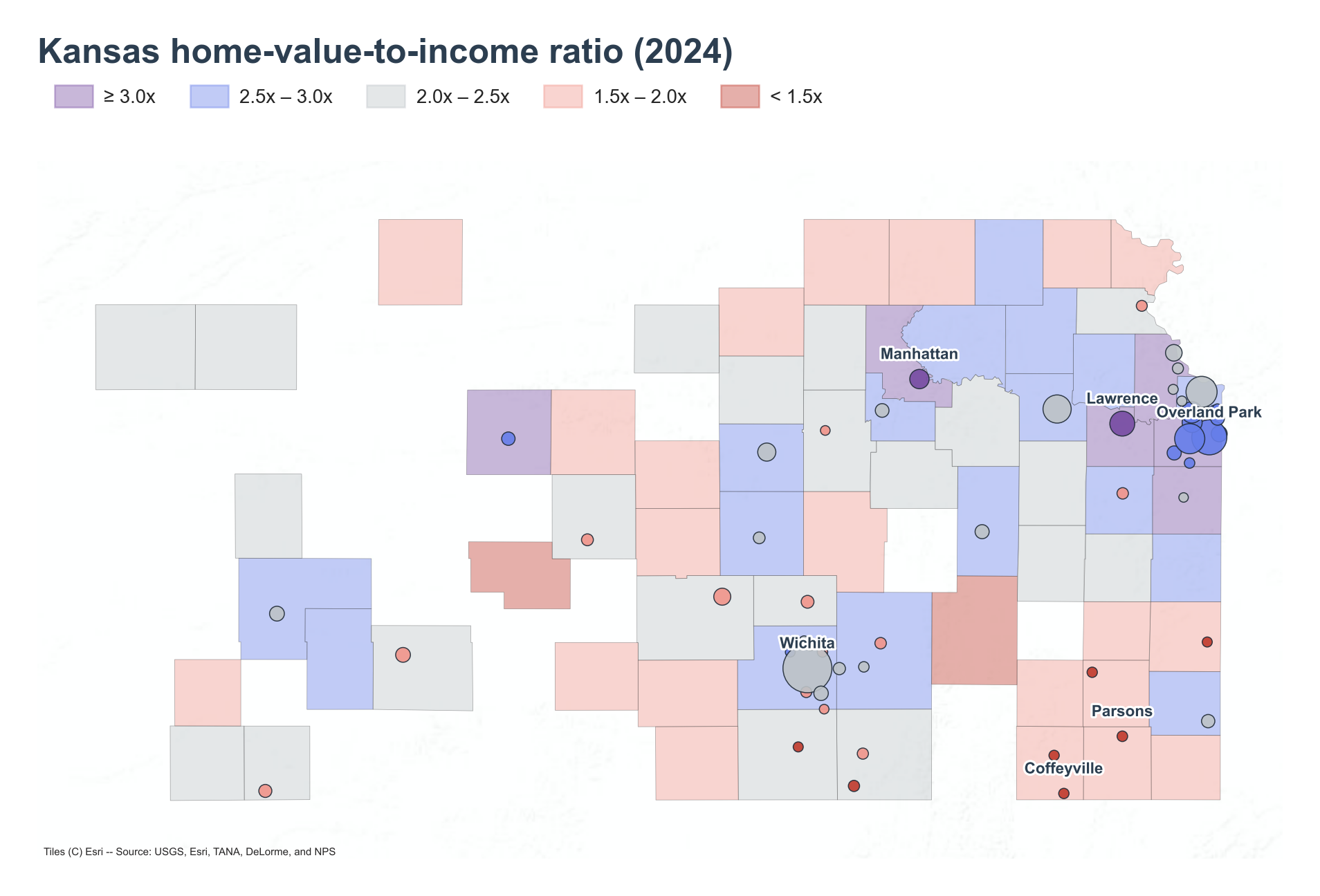 County choropleth with place markers