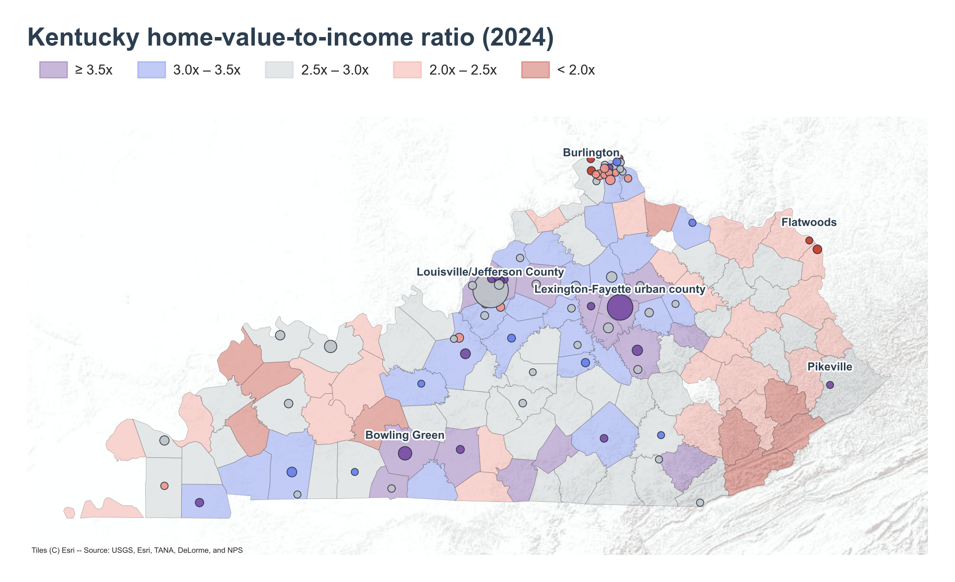 County choropleth with place markers