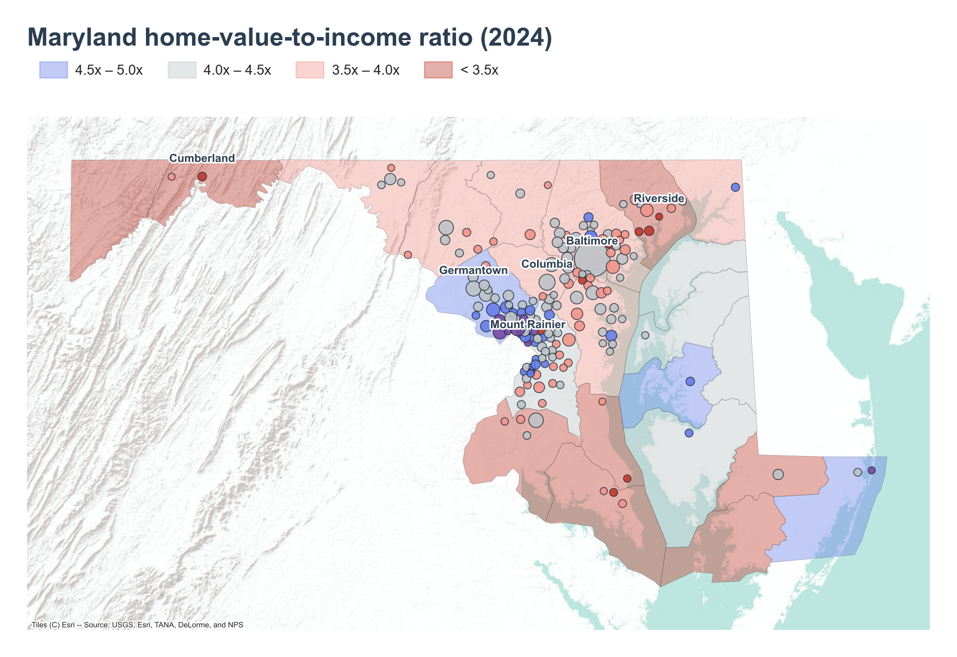 County choropleth with place markers
