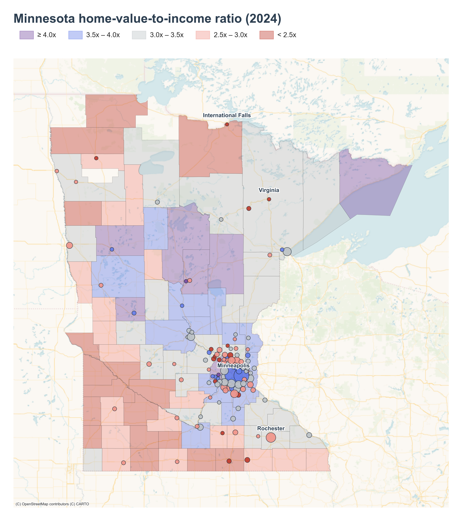 County choropleth with place markers
