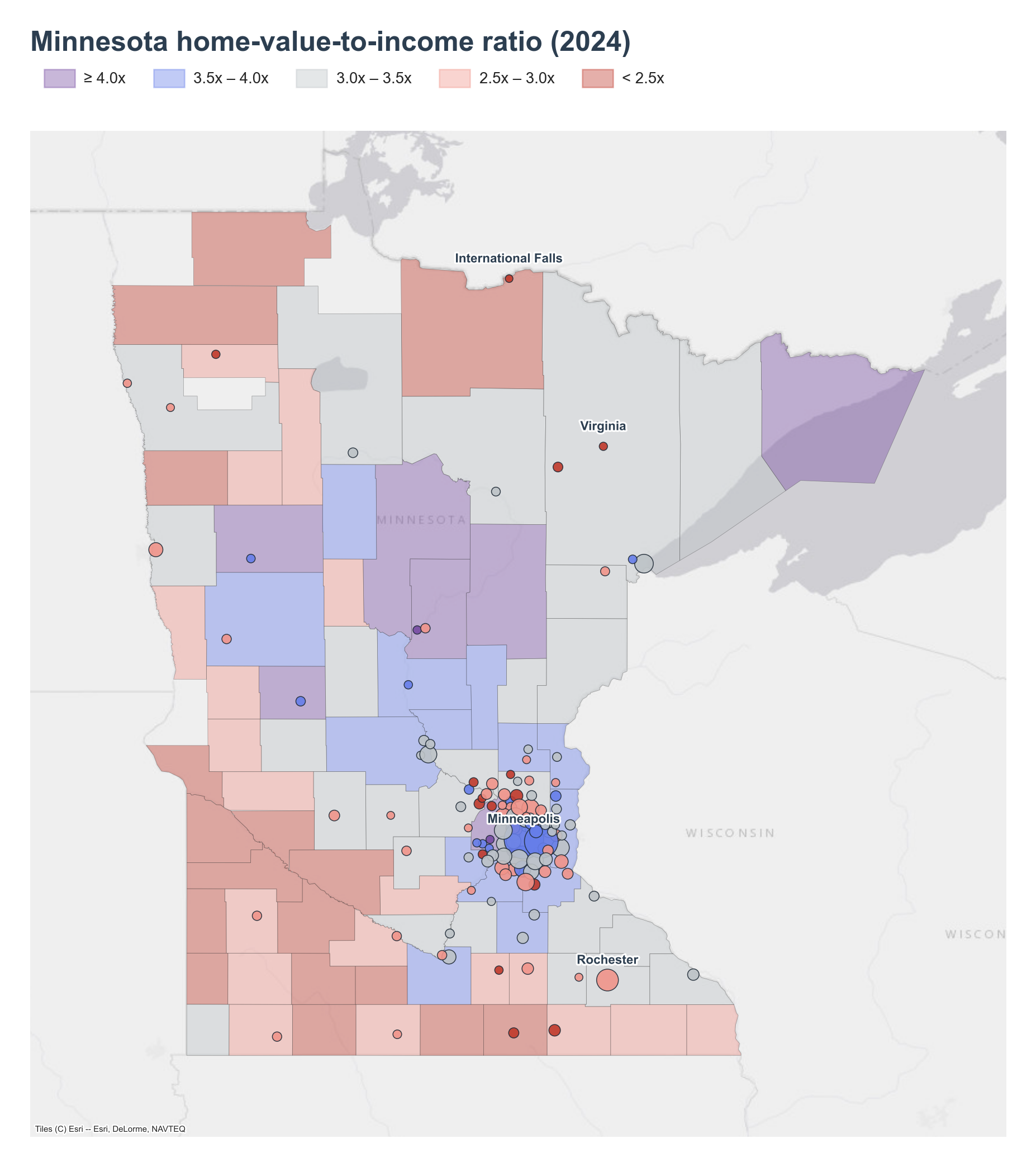 County choropleth with place markers