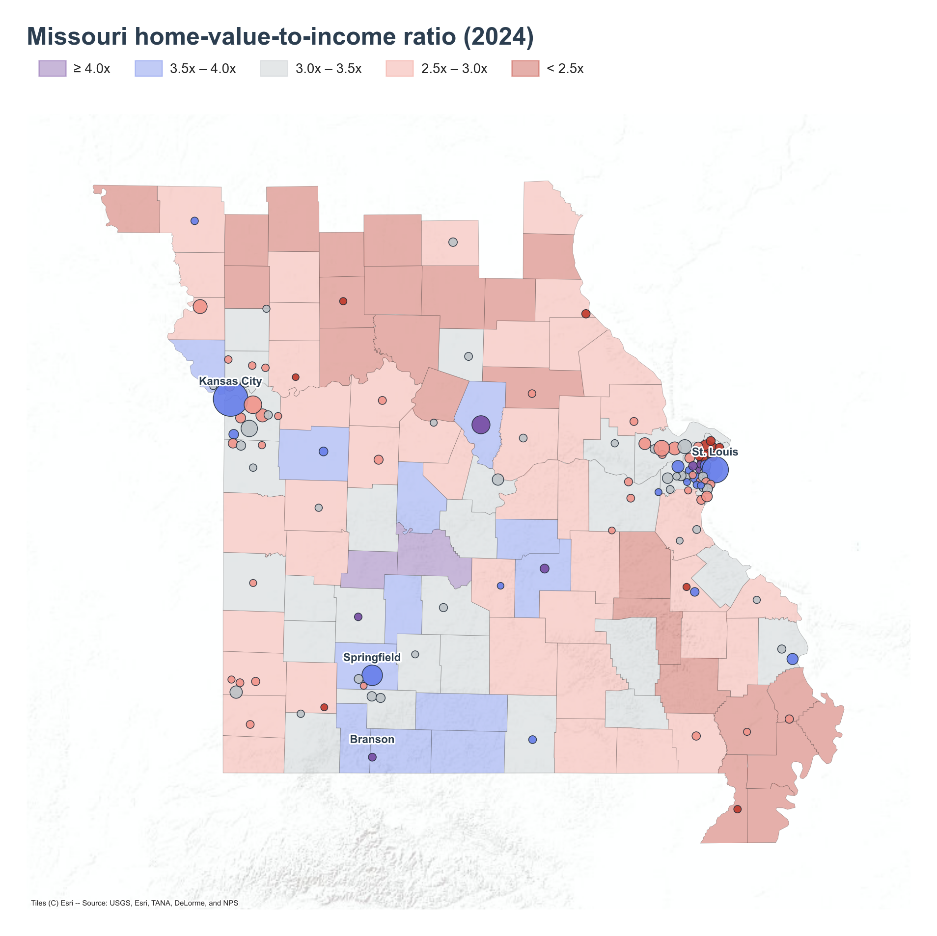 County choropleth with place markers