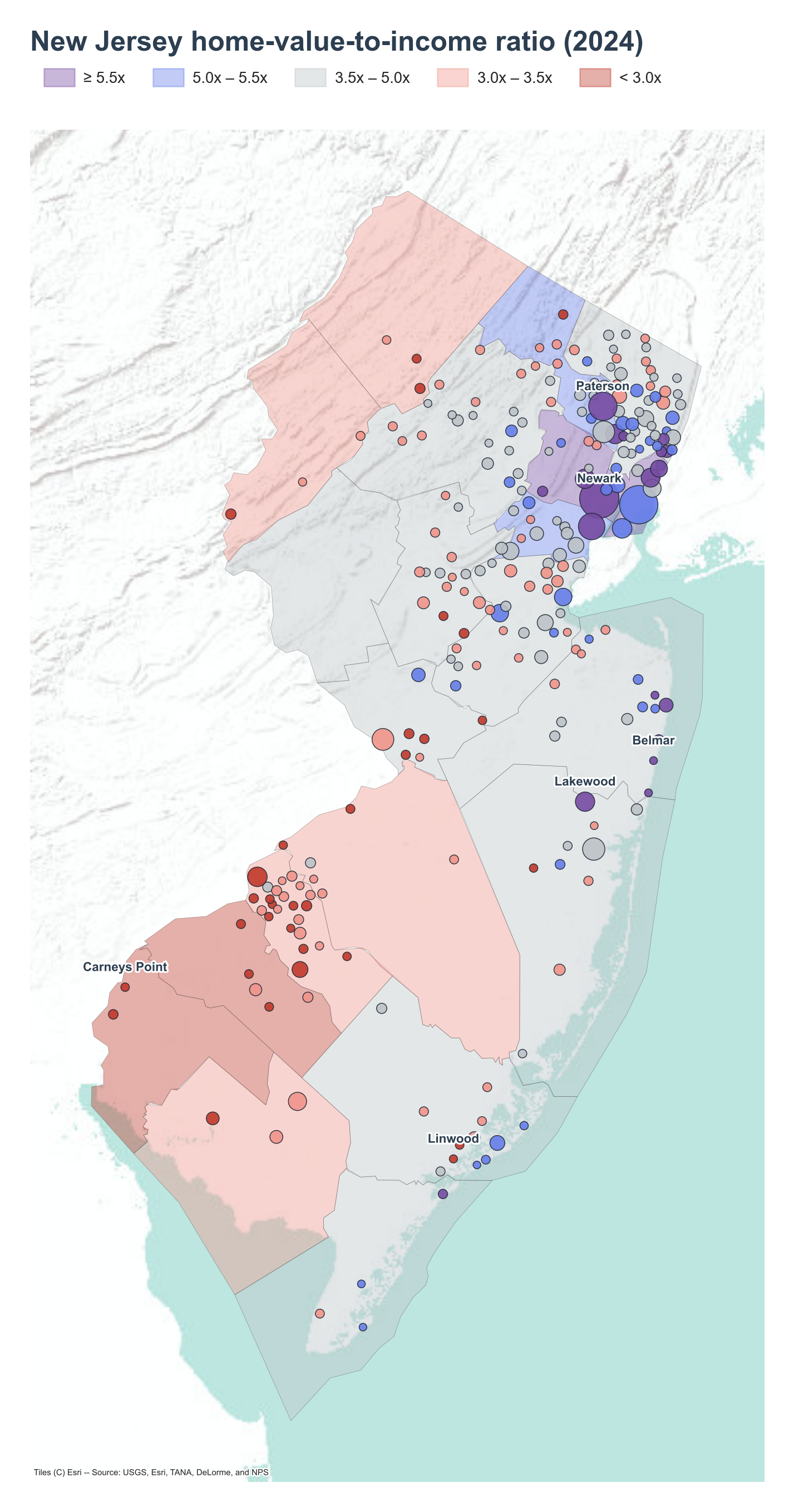 County choropleth with place markers