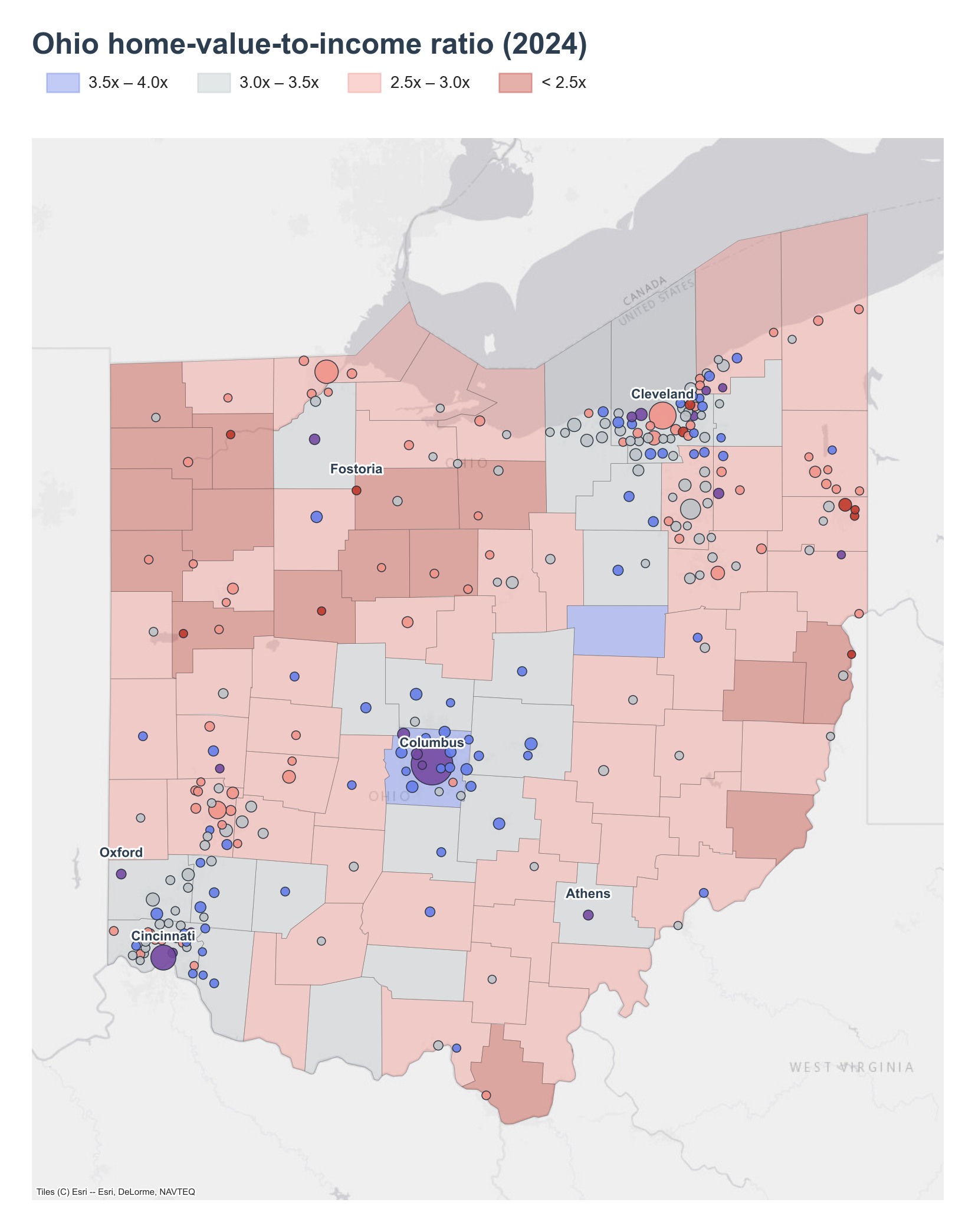 County choropleth with place markers