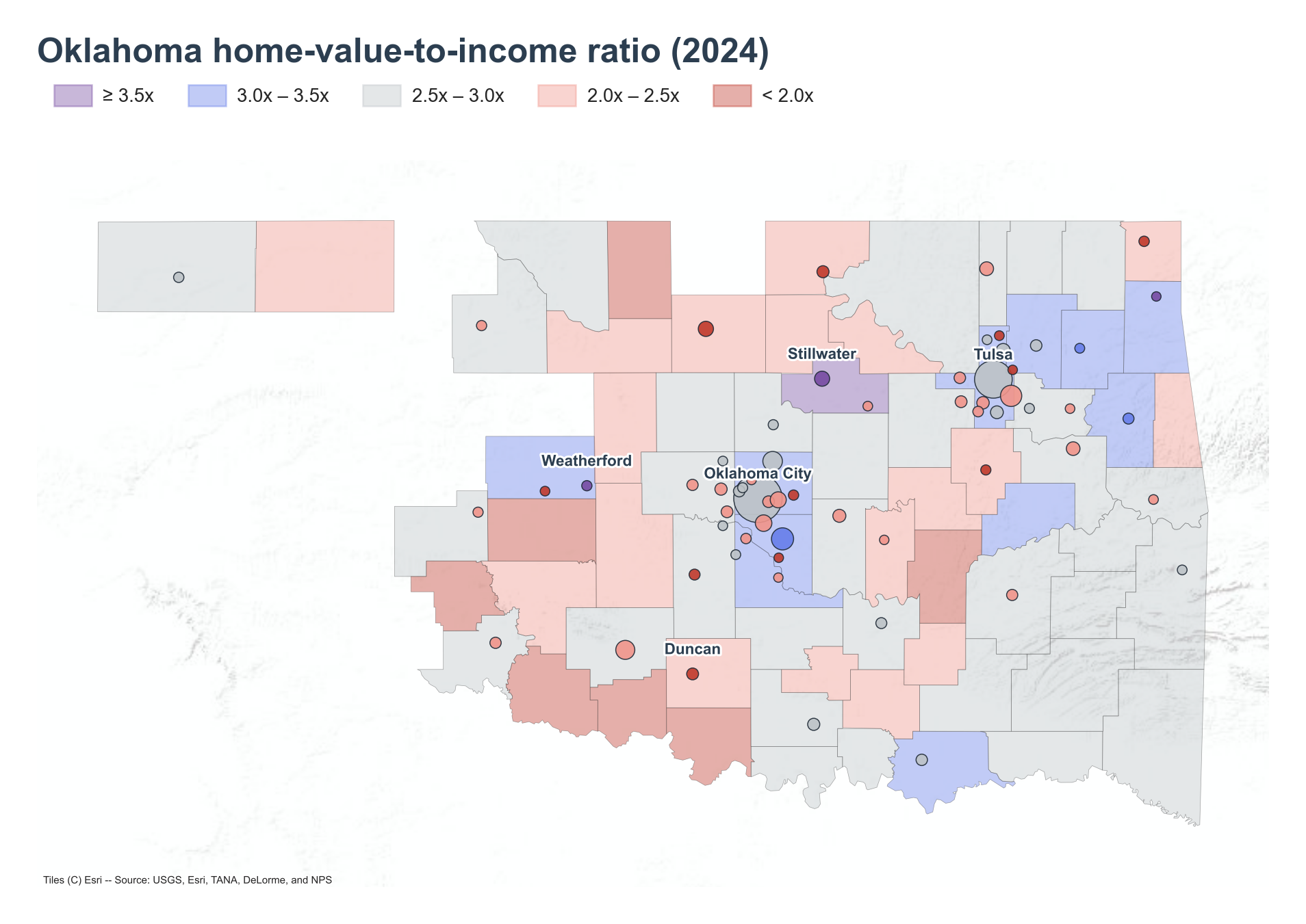 County choropleth with place markers