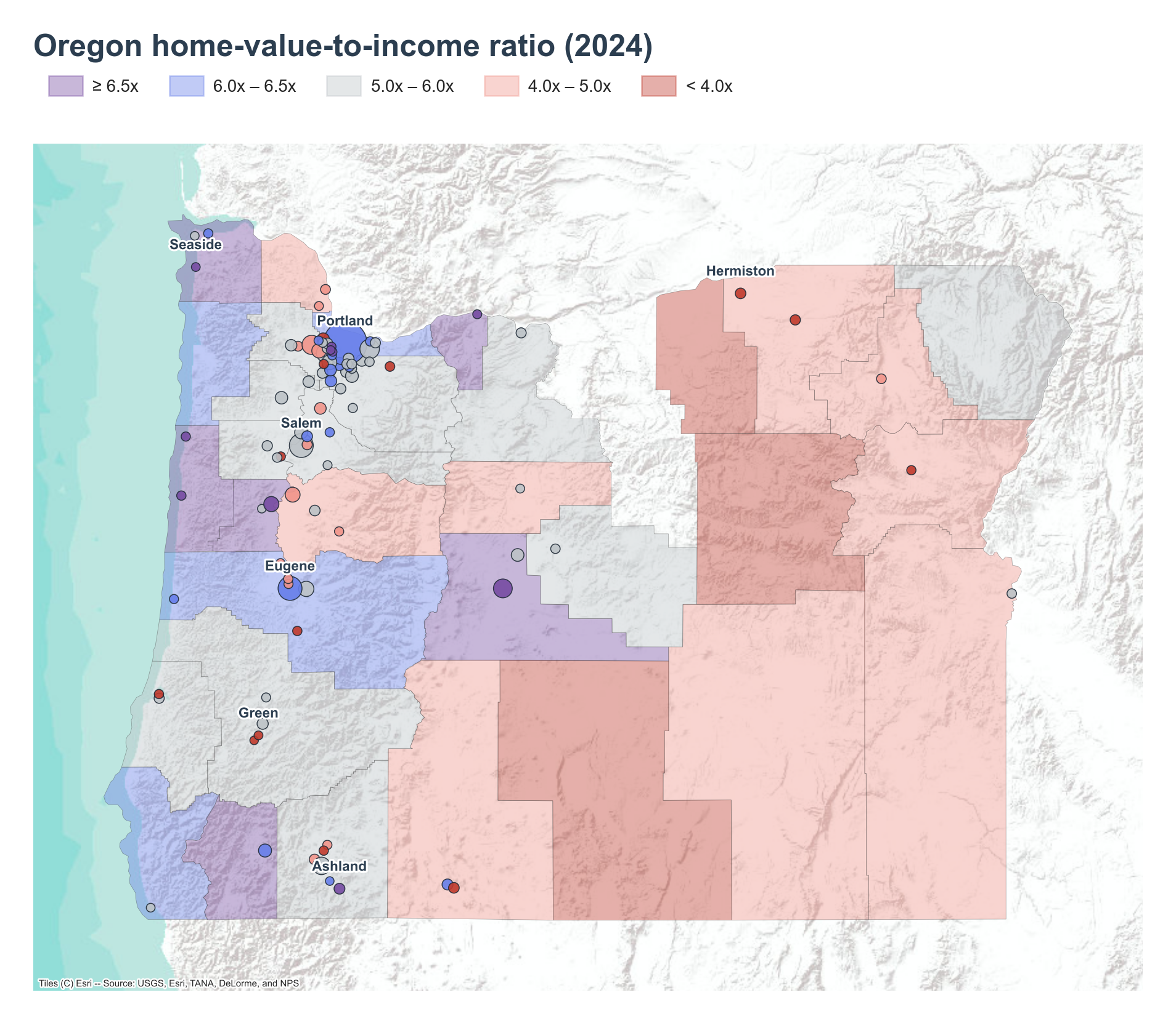 County choropleth with place markers