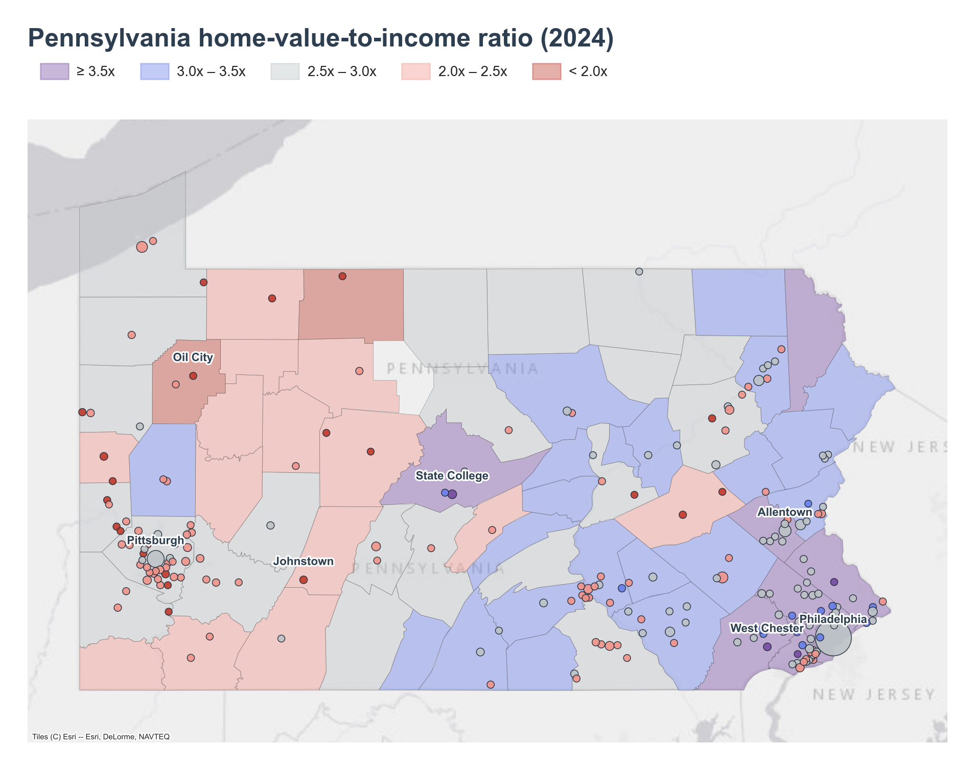 County choropleth with place markers