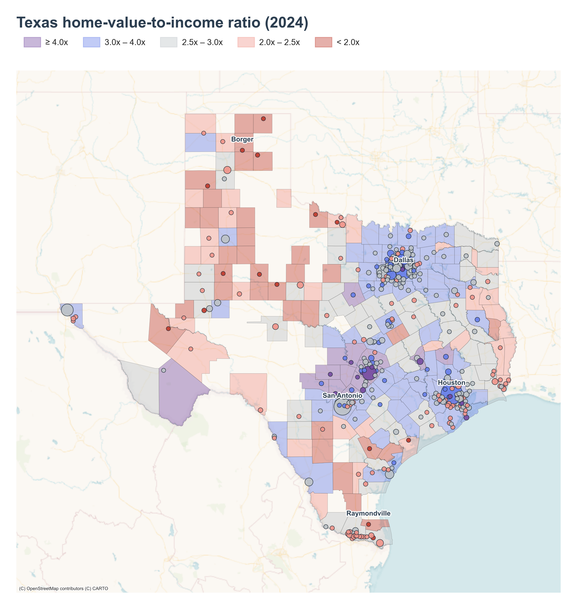 County choropleth with place markers