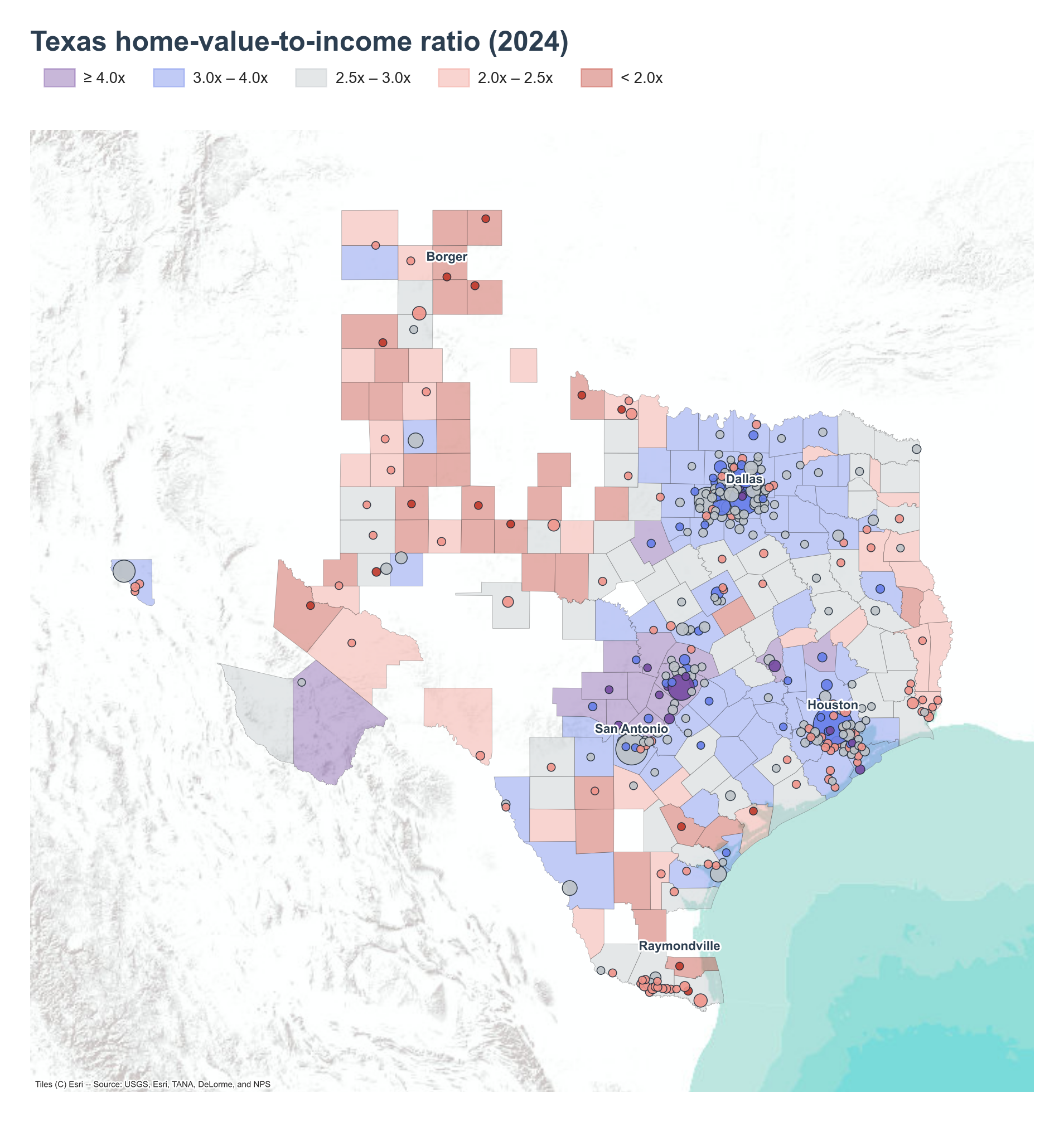 County choropleth with place markers