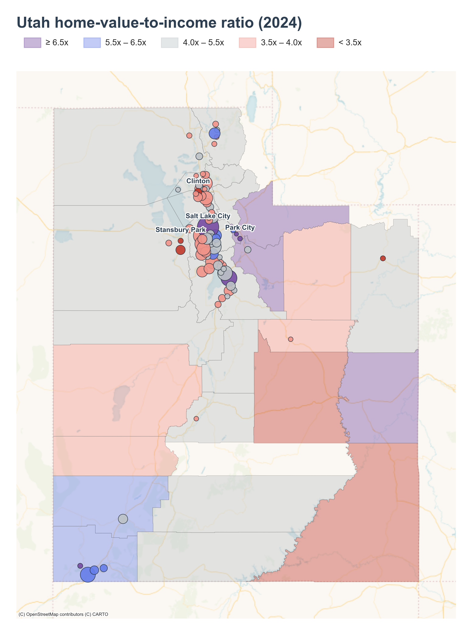 County choropleth with place markers
