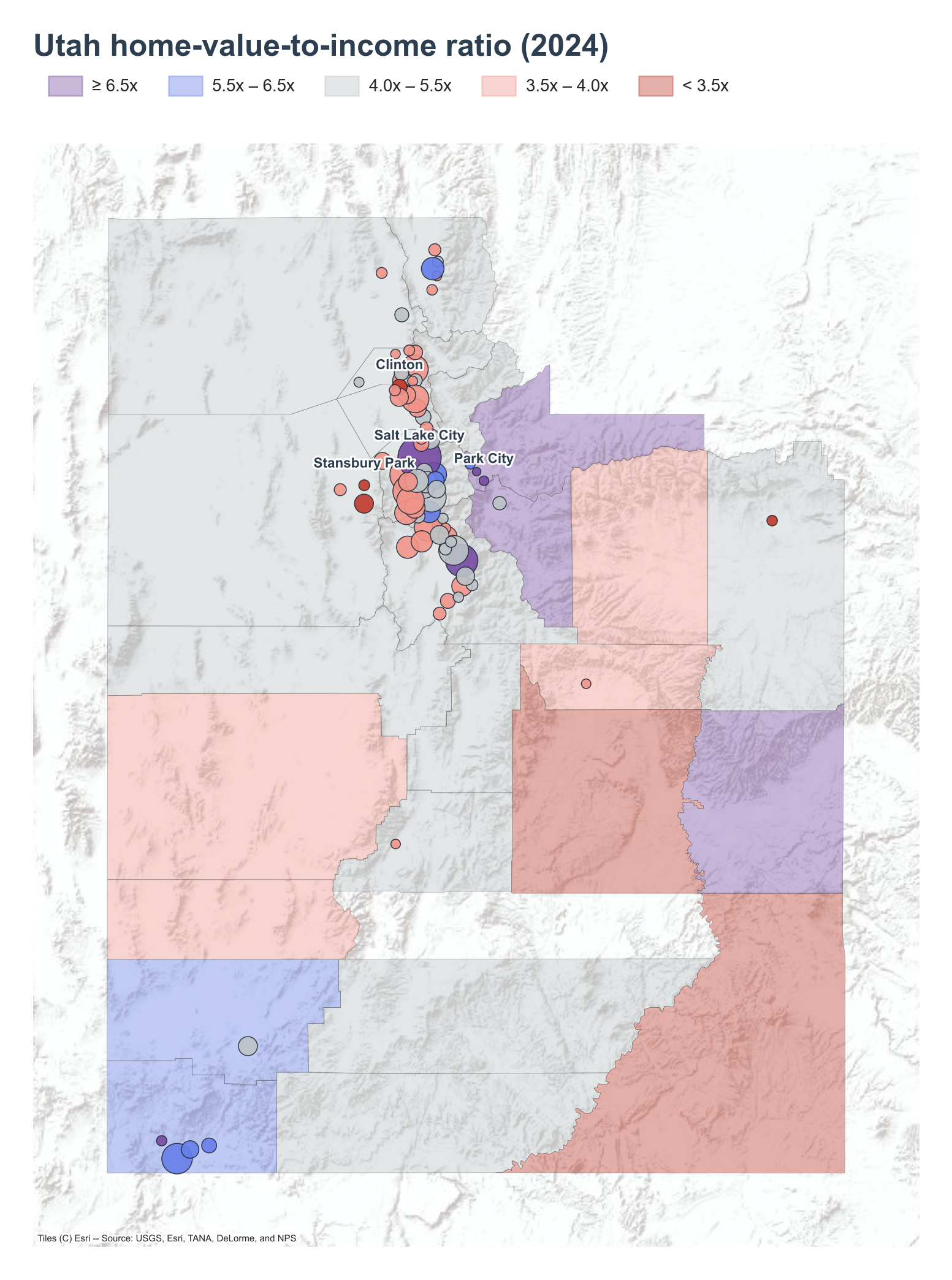 County choropleth with place markers