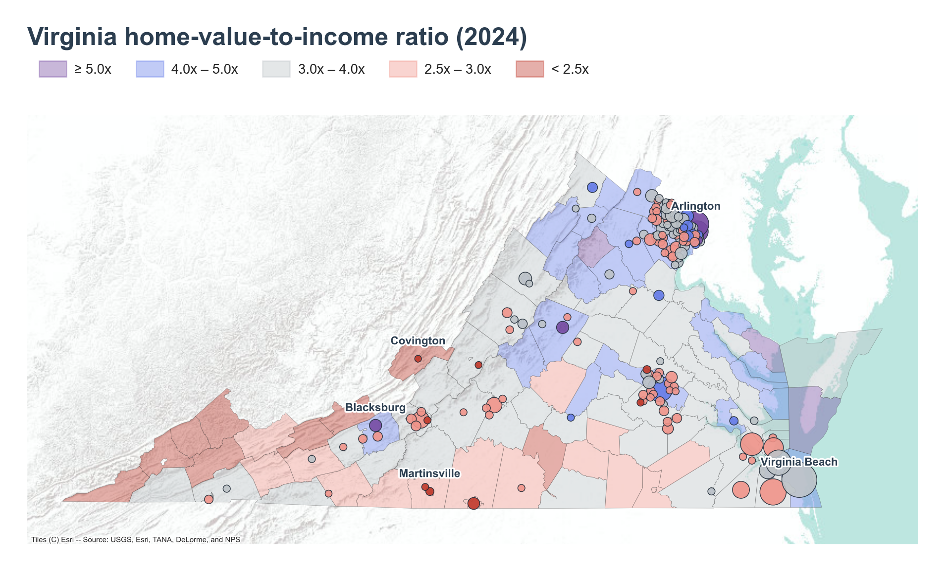County choropleth with place markers