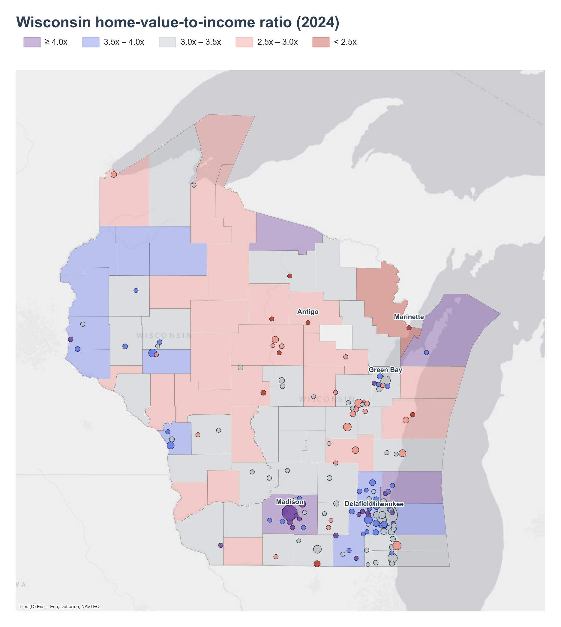 County choropleth with place markers