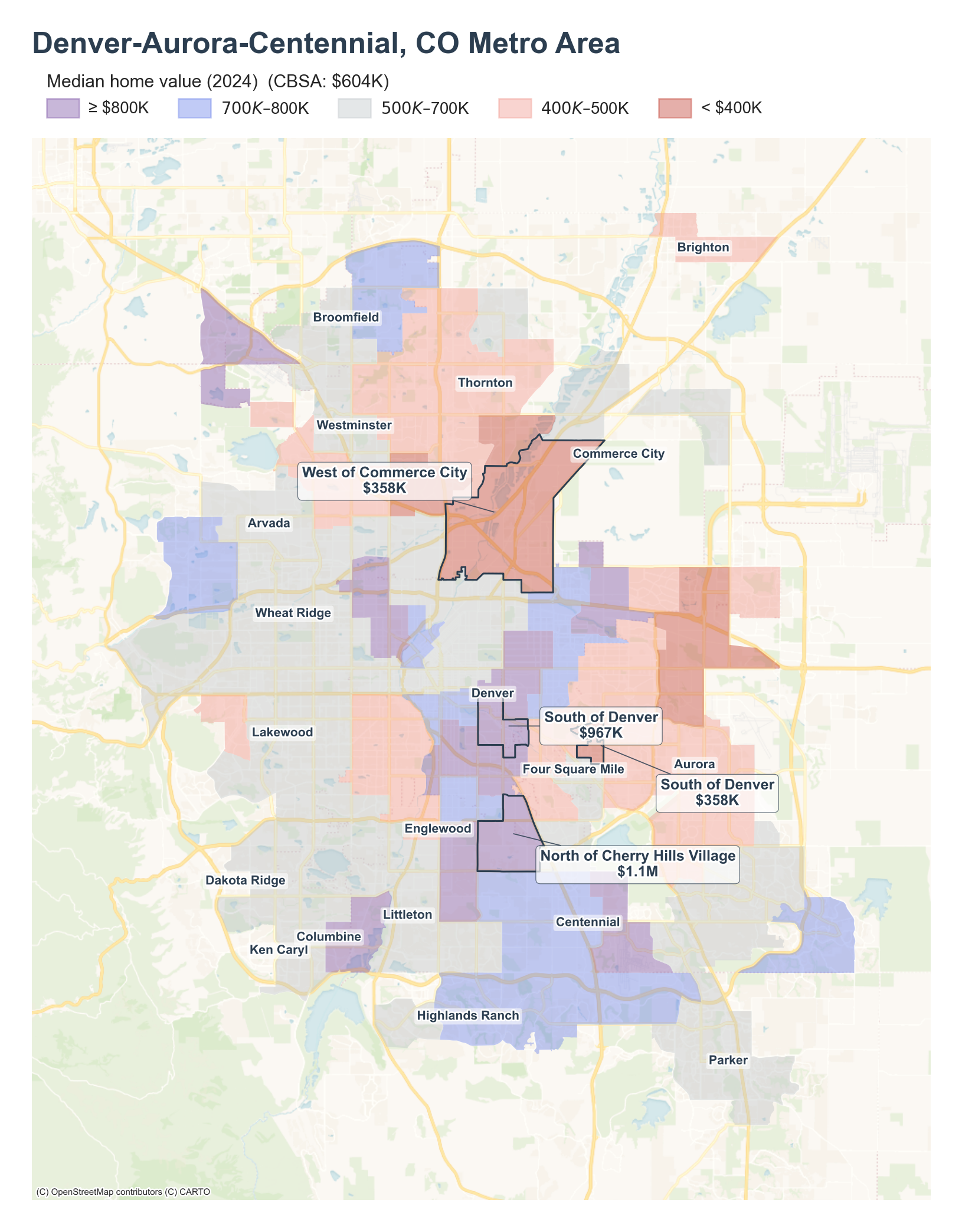 Median home value (2024) by tract cluster
