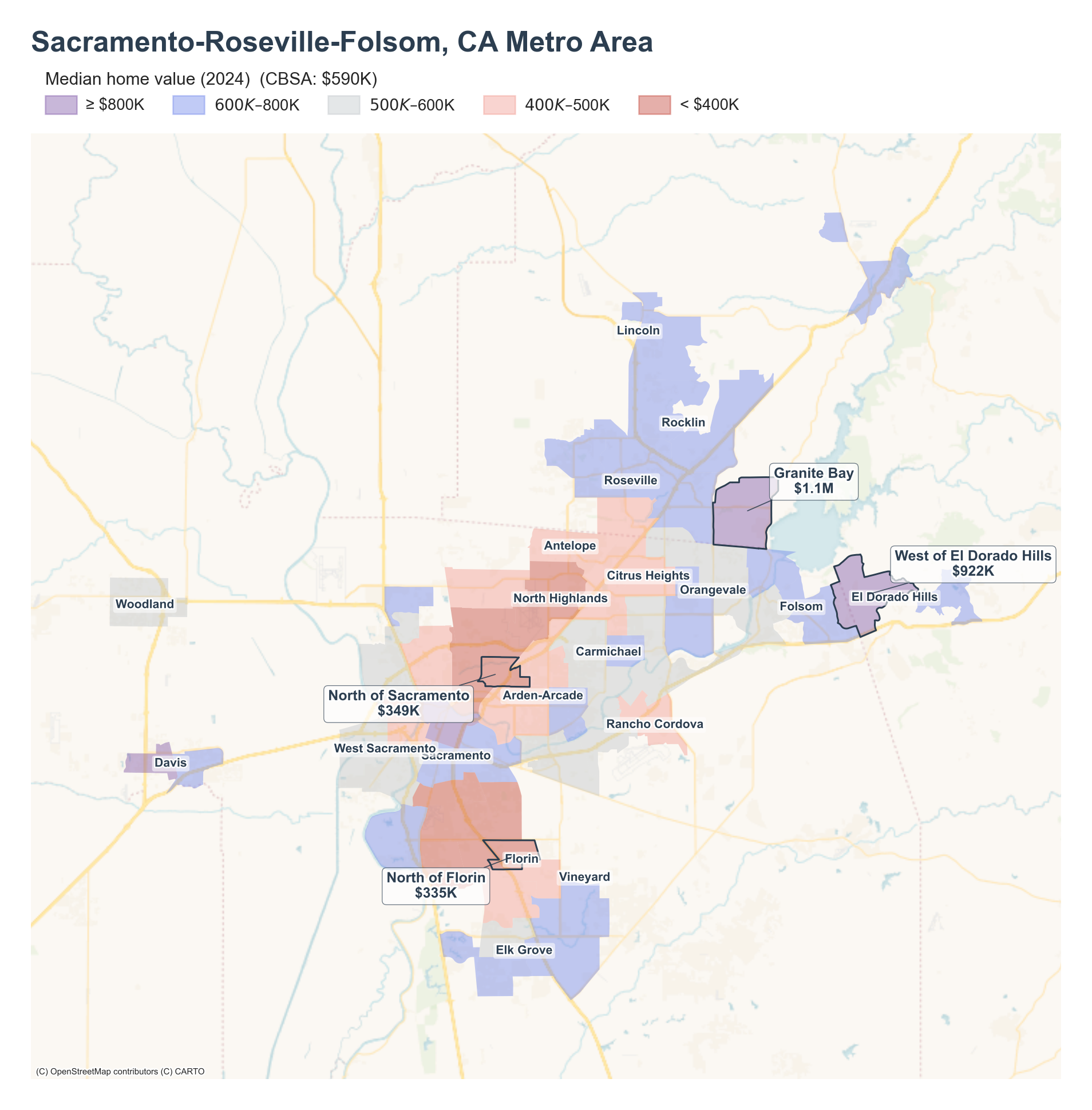 Median home value (2024) by tract cluster